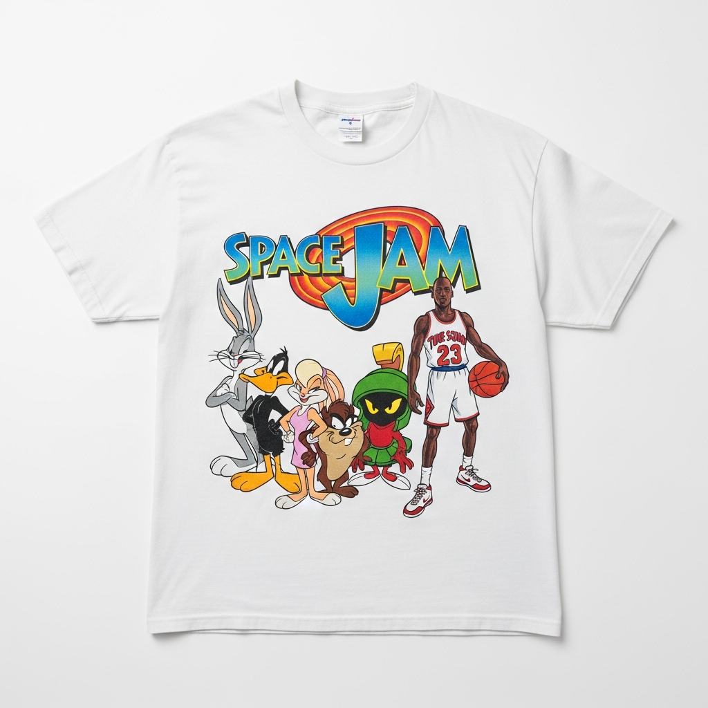Space Jam White Tee Vintage Inspired Cotton T Shirt For Collectors